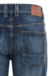 Regular Fit Jeans aus Baumwolle mit Lederdetail